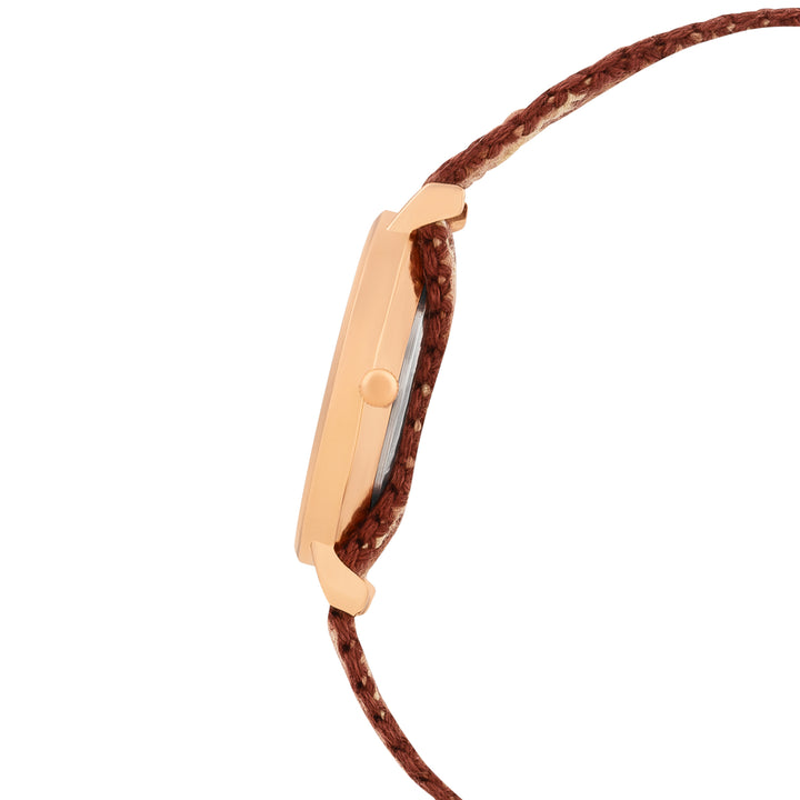 Tierra Rose Gold Medium Dial Brown Macrame Strap Women's Watch