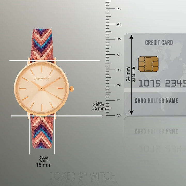 Tierra Rose Gold Medium Dial Multicolor Macrame Strap Women's Watch