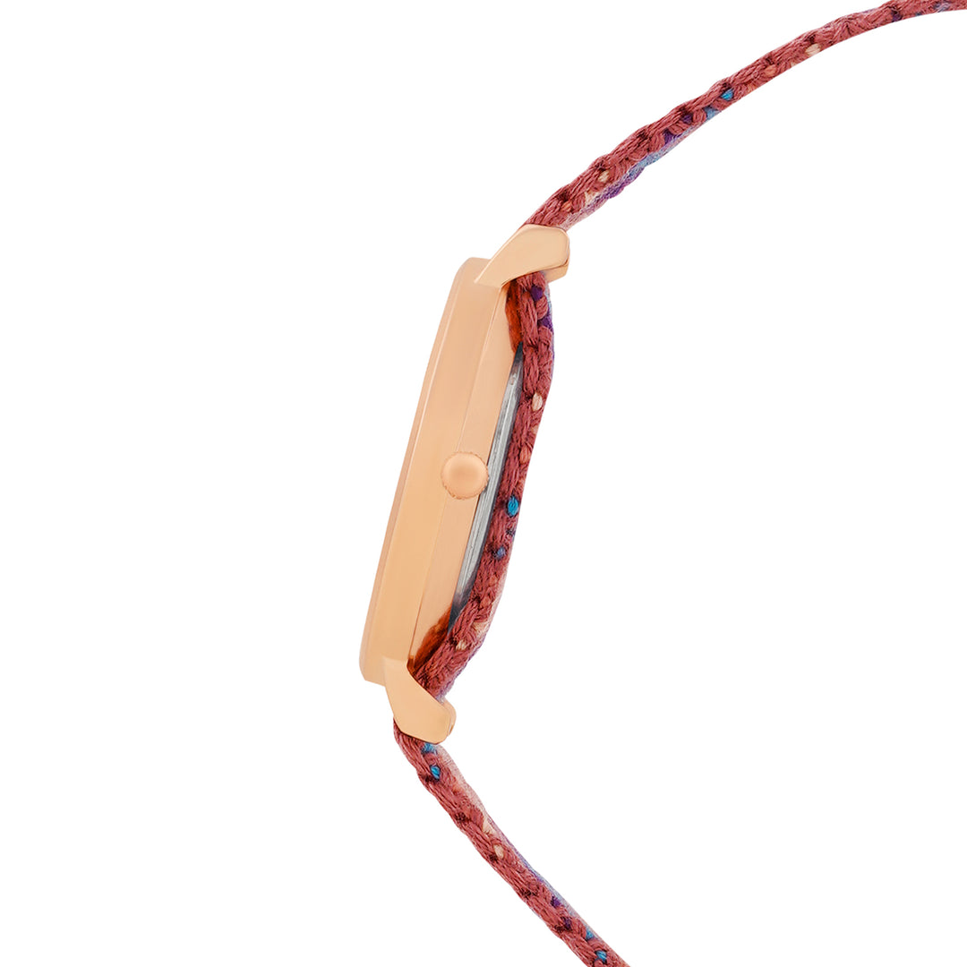 Tierra Rose Gold Medium Dial Multicolor Macrame Strap Women's Watch