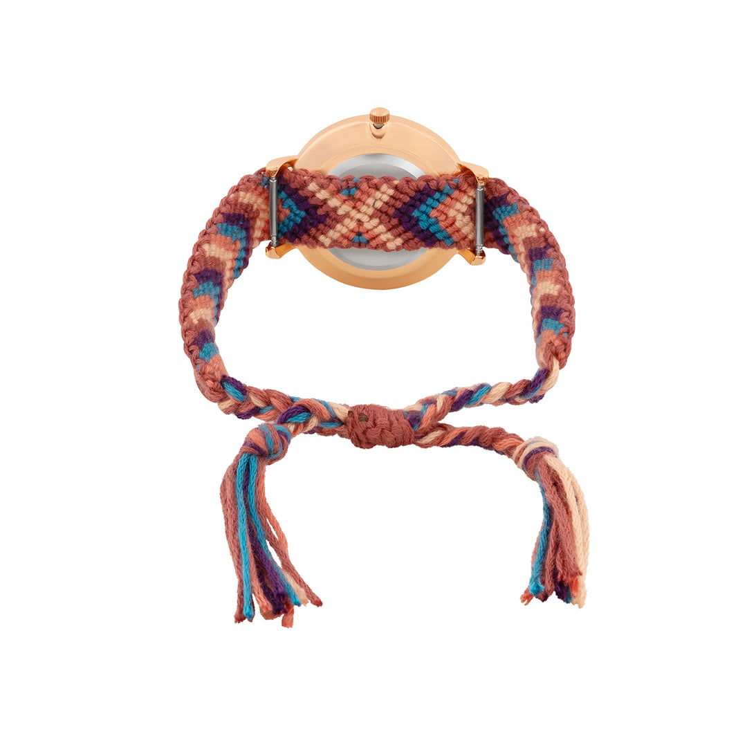 Tierra Rose Gold Medium Dial Multicolor Macrame Strap Women's Watch