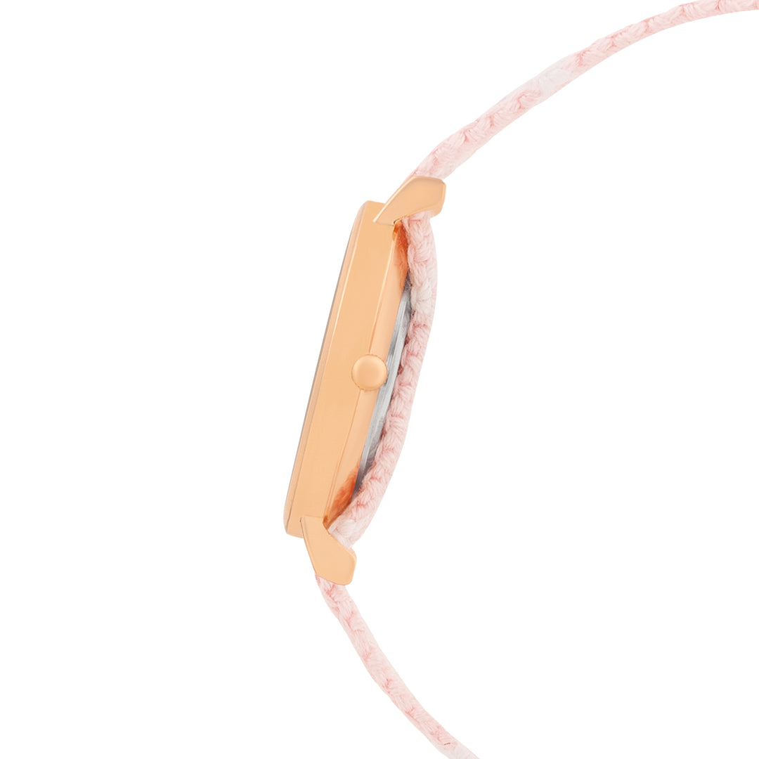 Loomed Aura White Medium Dial Pink Macrame Strap Women's Watch