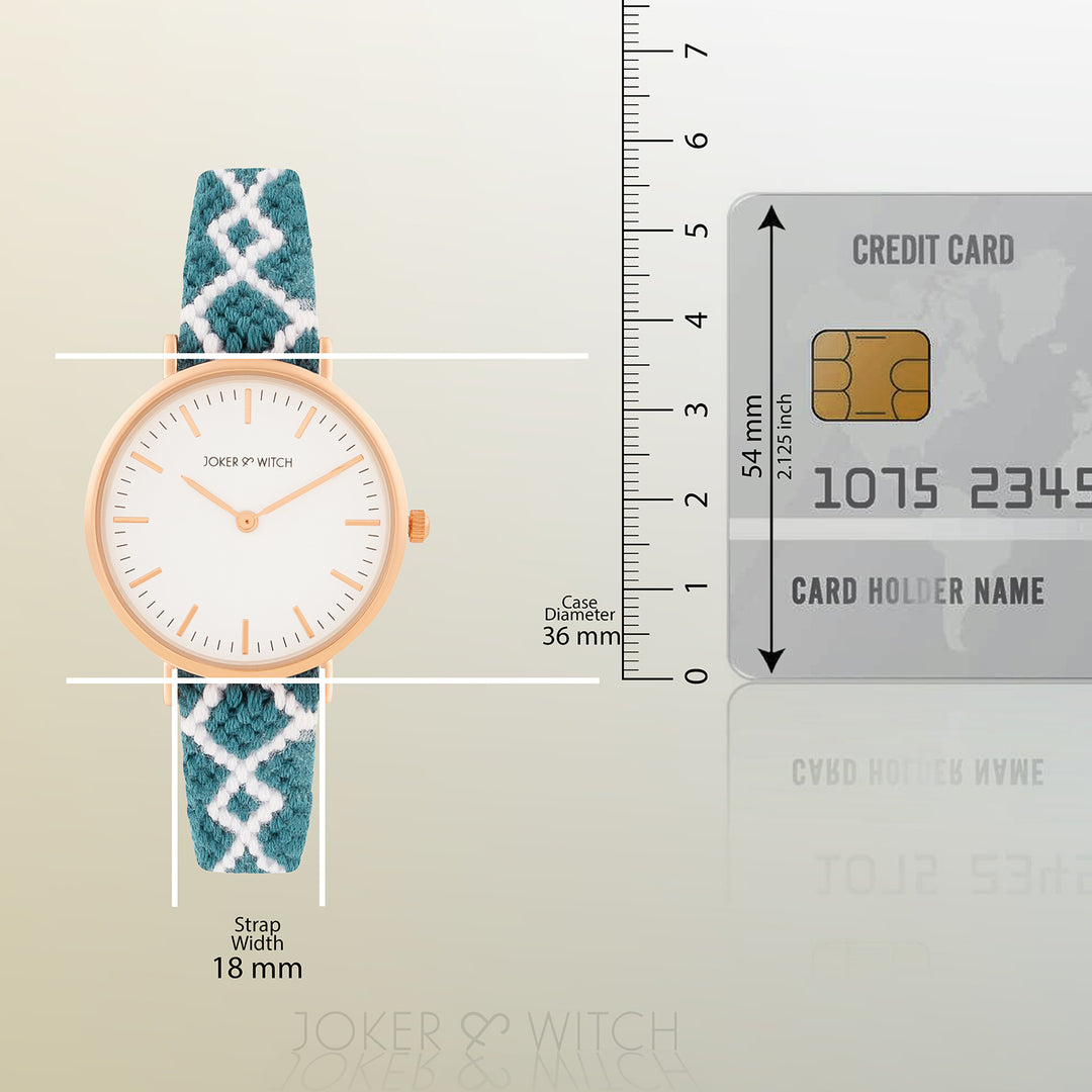 Loomed Aura White Medium Dial Turquoise Macrame Strap Women's Watch