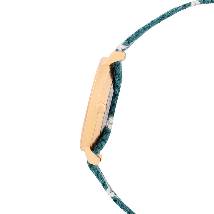 Loomed Aura White Medium Dial Turquoise Macrame Strap Women's Watch