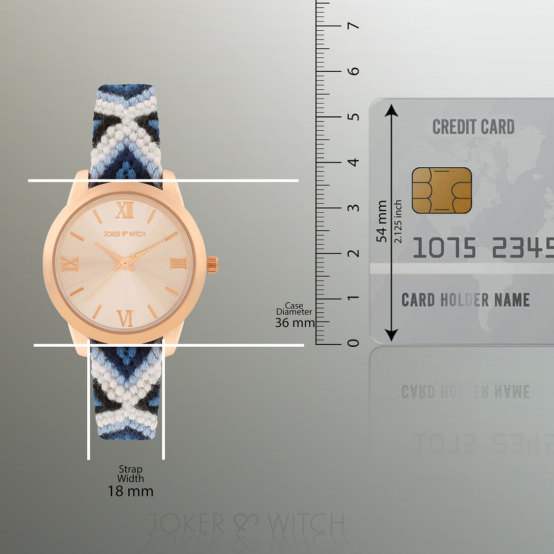 Cora Loop Rose Gold Medium Dial Blue Macrame Strap Women's Watch