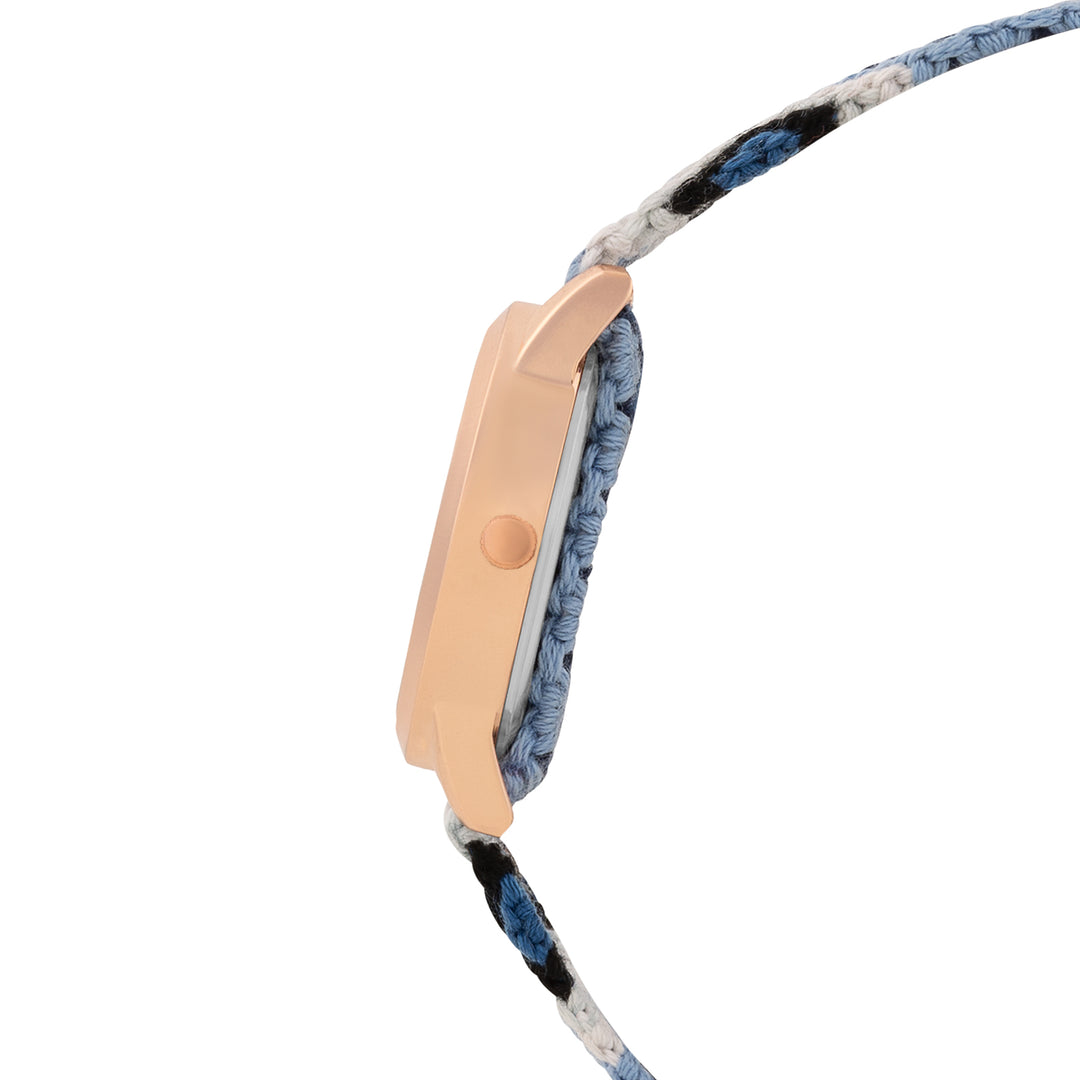 Cora Loop Rose Gold Medium Dial Blue Macrame Strap Women's Watch