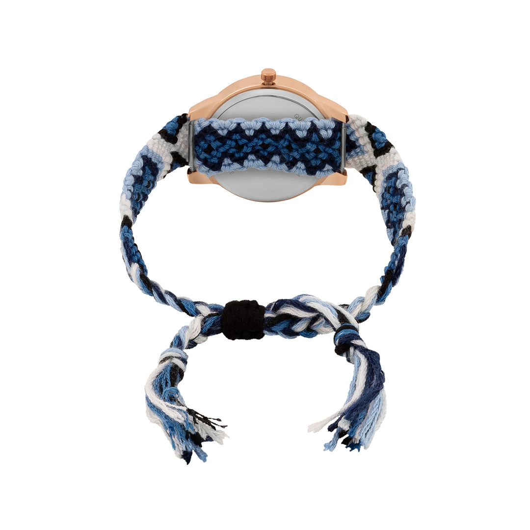 Cora Loop Rose Gold Medium Dial Blue Macrame Strap Women's Watch