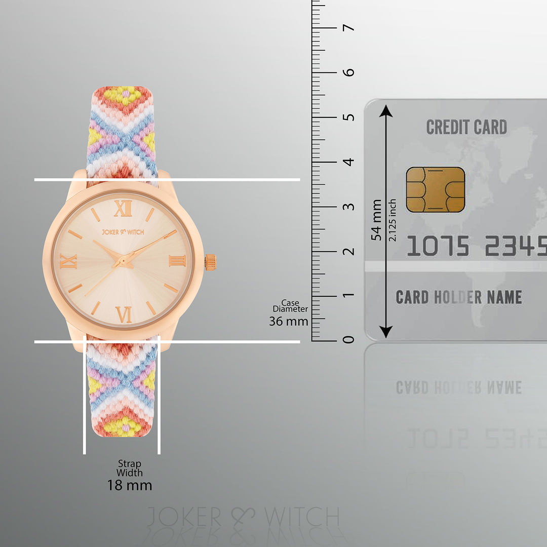 Cora Loop Rose Gold Medium Dial Multicolor Macrame Strap Women's Watch