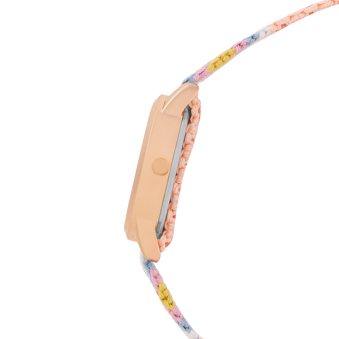 Cora Loop Rose Gold Medium Dial Multicolor Macrame Strap Women's Watch