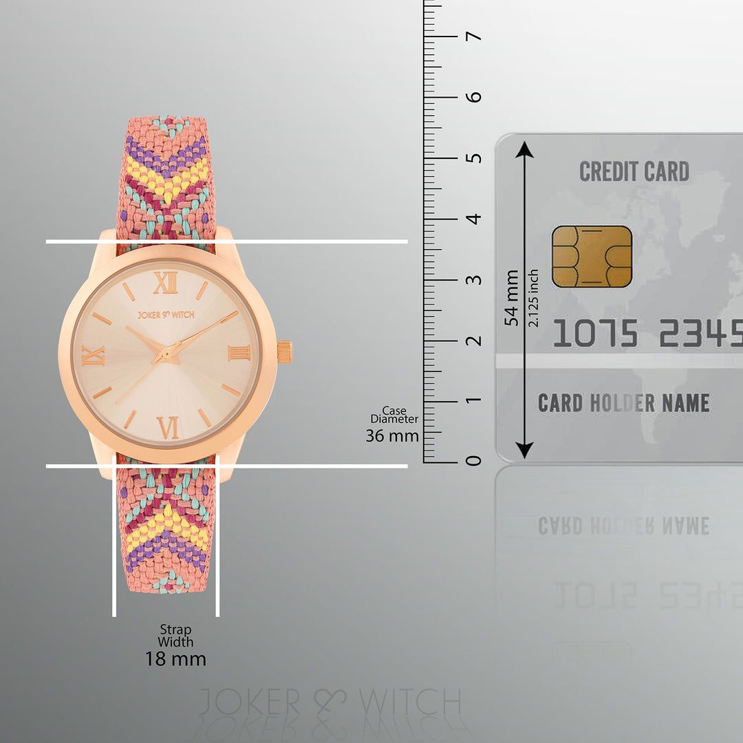 Zen Loom Rose Gold Medium Dial Pink Macrame Strap Women's Watch