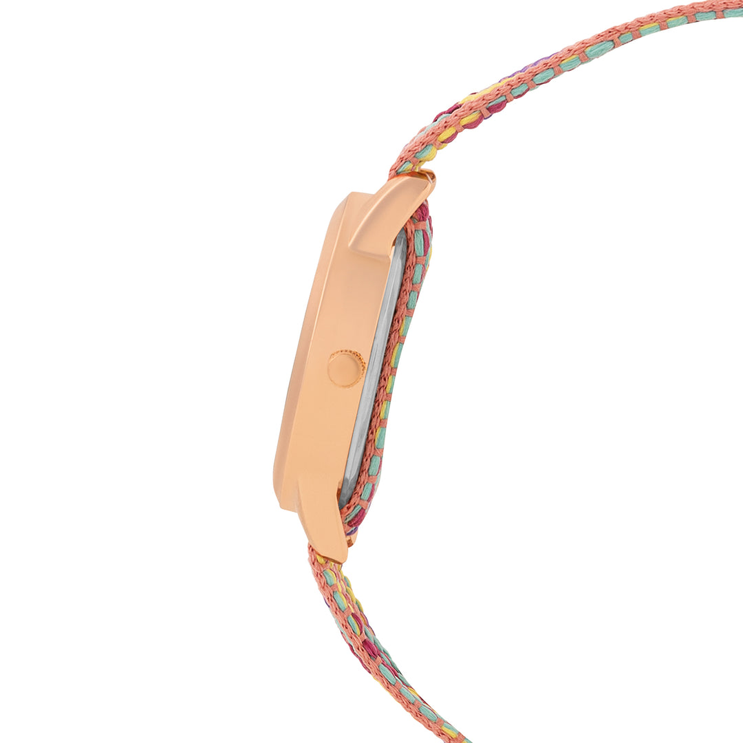 Zen Loom Rose Gold Medium Dial Pink Macrame Strap Women's Watch