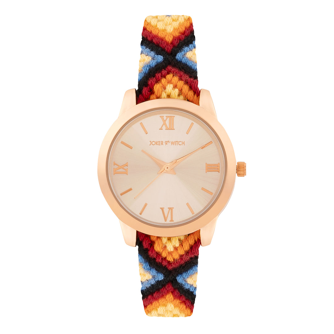 Tide & Twine Rose Gold Medium Dial Firey Macrame Strap Women's Watch