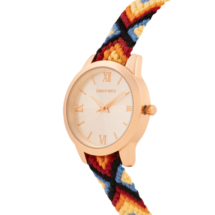 Tide & Twine Rose Gold Medium Dial Firey Macrame Strap Women's Watch