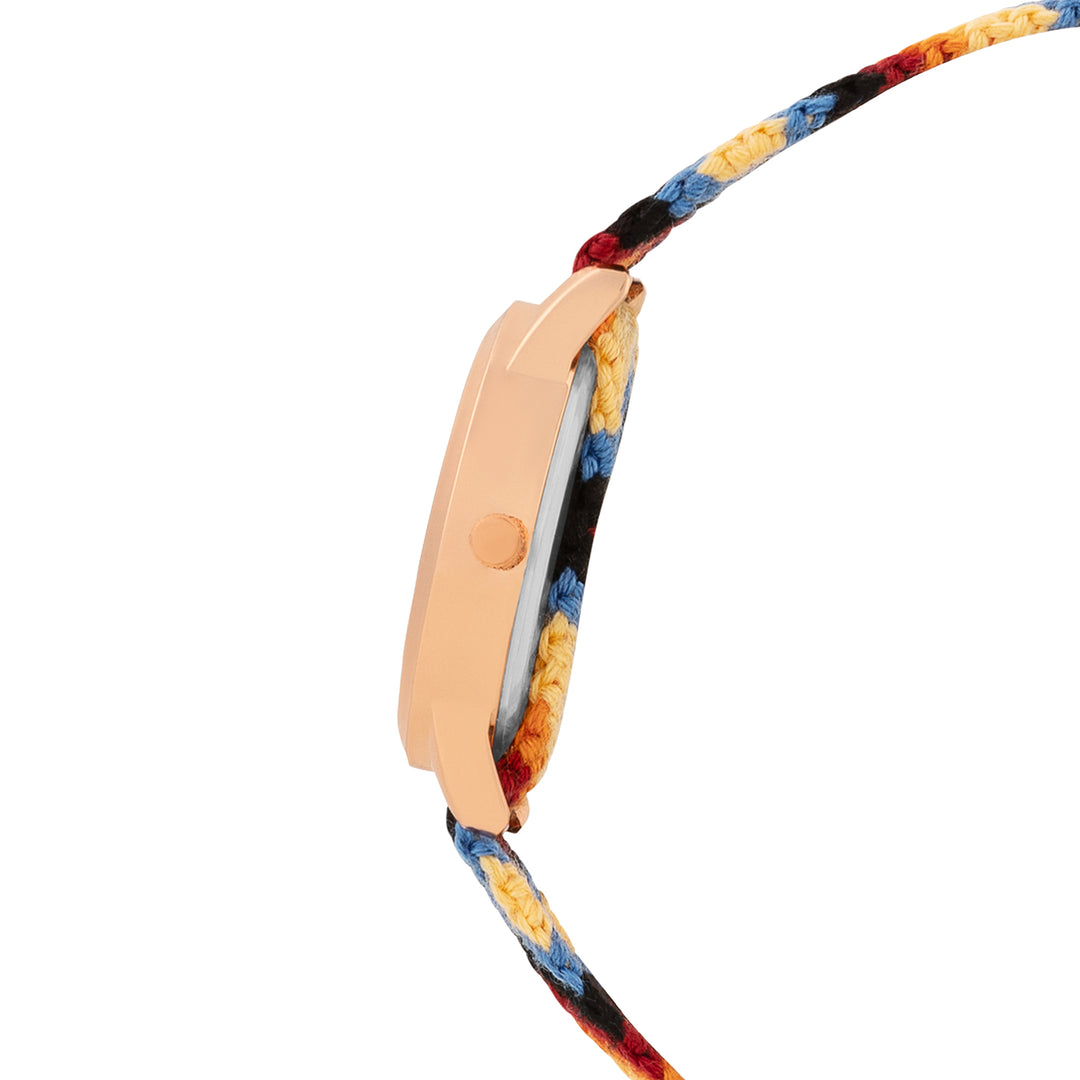 Tide & Twine Rose Gold Medium Dial Firey Macrame Strap Women's Watch