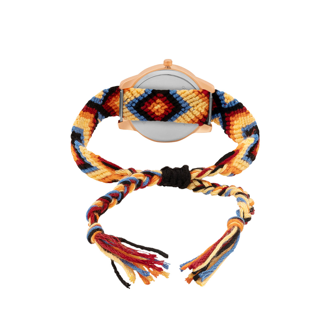 Tide & Twine Rose Gold Medium Dial Firey Macrame Strap Women's Watch