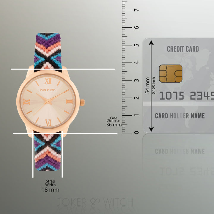 Tide & Twine Rose Gold Medium Dial Multicolor Macrame Strap Women's Watch