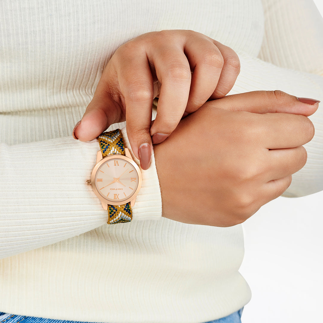 Zen Loom Rose Gold Medium Dial Earthy Macrame Strap Women's Watch