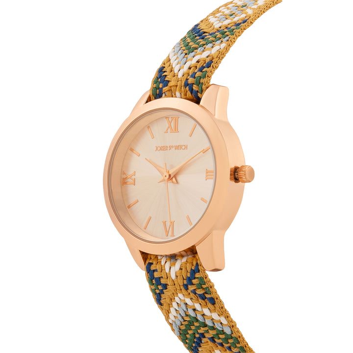 Zen Loom Rose Gold Medium Dial Earthy Macrame Strap Women's Watch