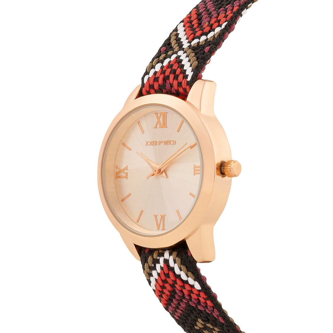 Zen Loom Rose Gold Medium Dial Red Macrame Strap Women's Watch
