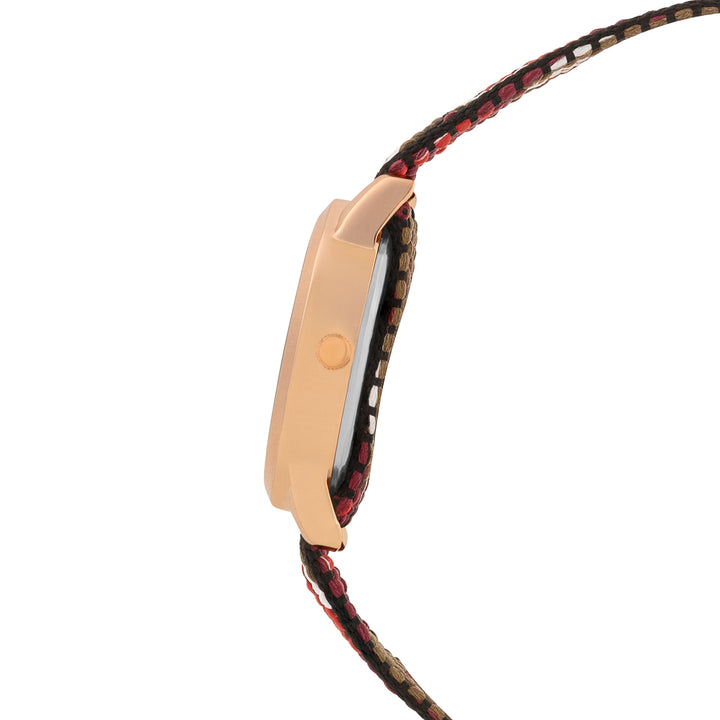 Zen Loom Rose Gold Medium Dial Red Macrame Strap Women's Watch