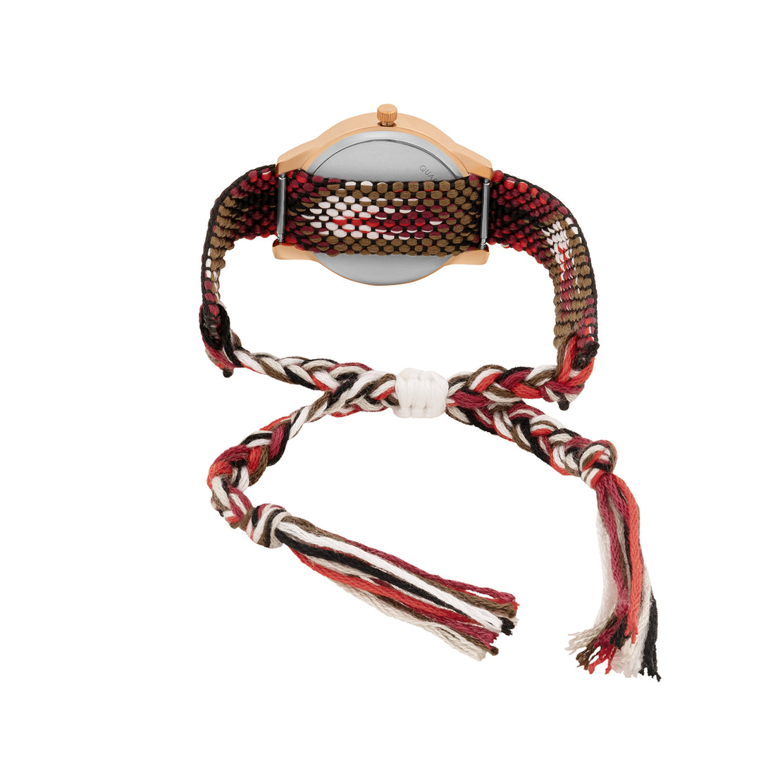 Zen Loom Rose Gold Medium Dial Red Macrame Strap Women's Watch