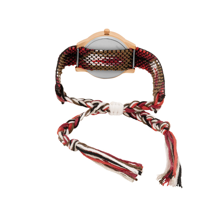 Zen Loom Rose Gold Medium Dial Red Macrame Strap Women's Watch