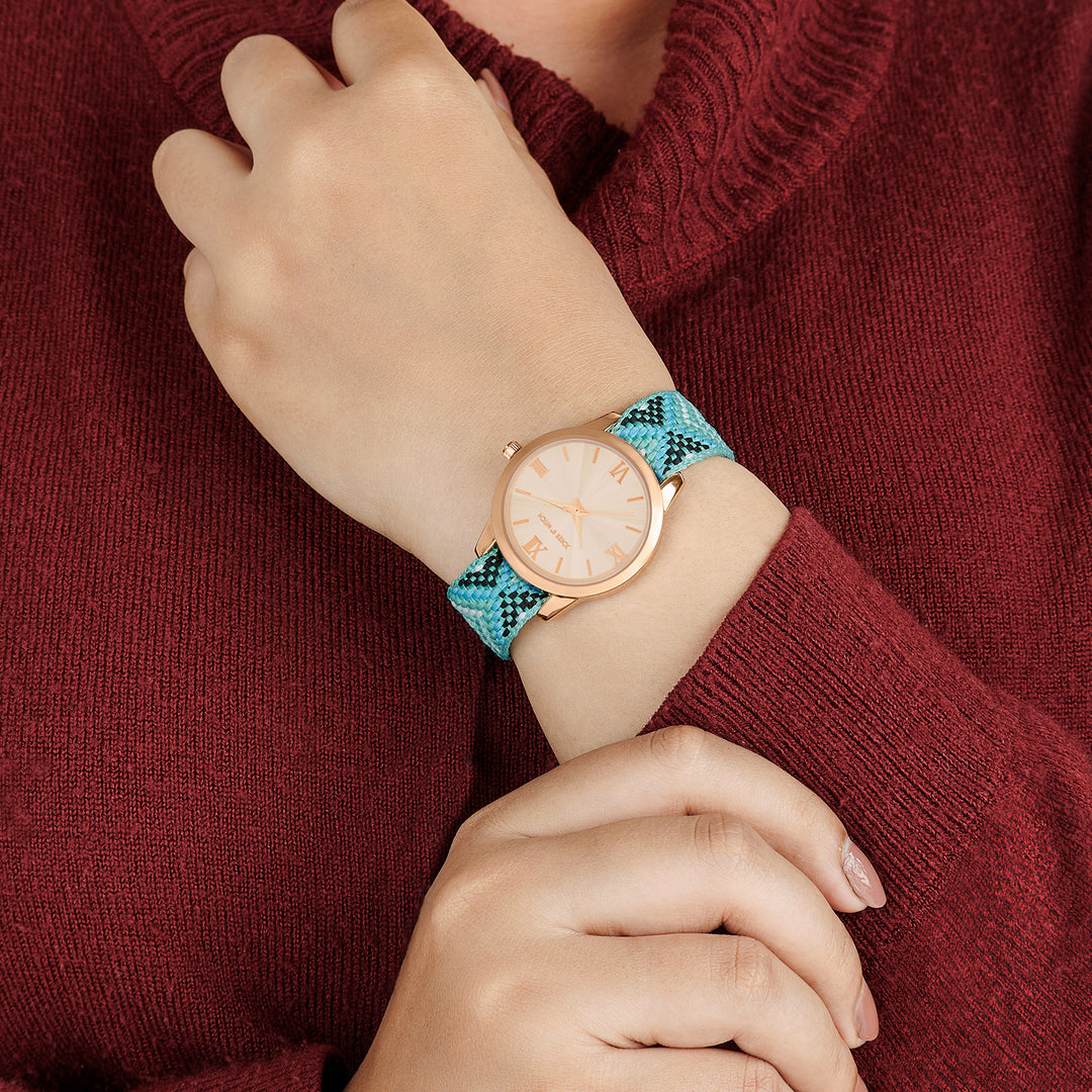 Zen Loom Rose Gold Medium Dial Green Macrame Strap Women's Watch