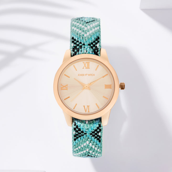 Zen Loom Rose Gold Medium Dial Green Macrame Strap Women's Watch