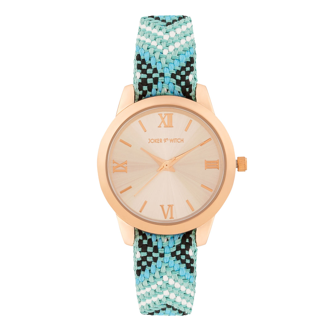 Zen Loom Rose Gold Medium Dial Green Macrame Strap Women's Watch