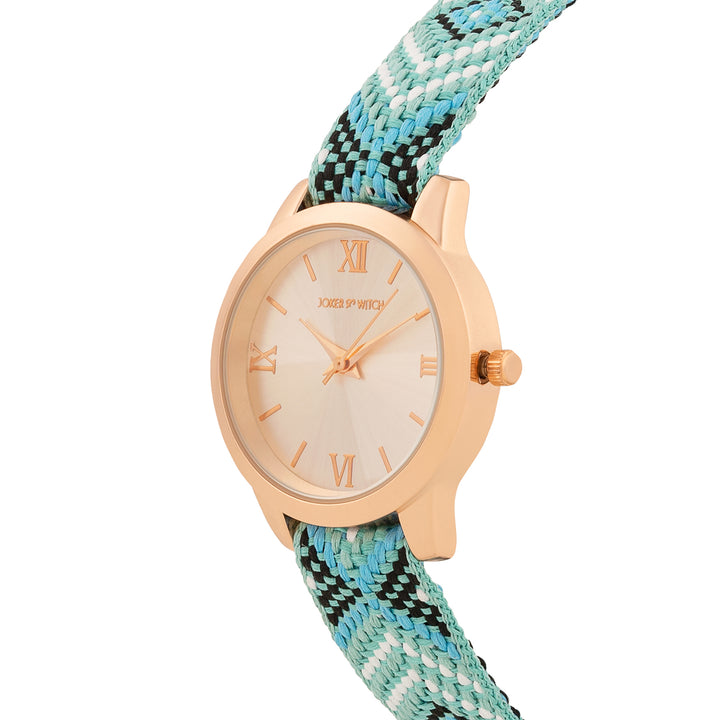 Zen Loom Rose Gold Medium Dial Green Macrame Strap Women's Watch