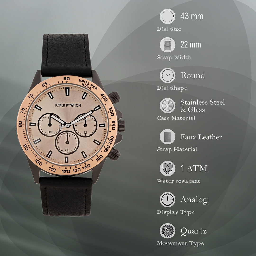 Apex Rose Gold Large Dial Black Silicone Strap Men's Watch