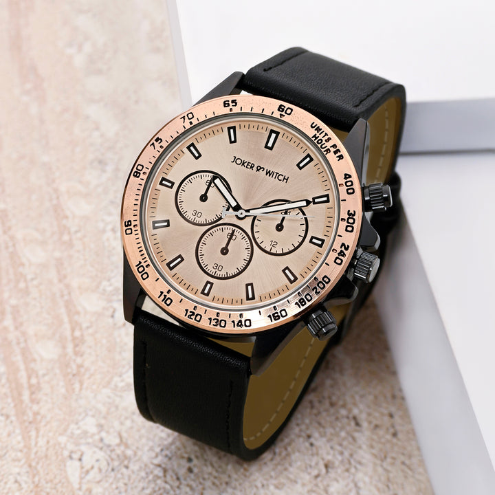 Apex Rose Gold Large Dial Black Silicone Strap Men's Watch