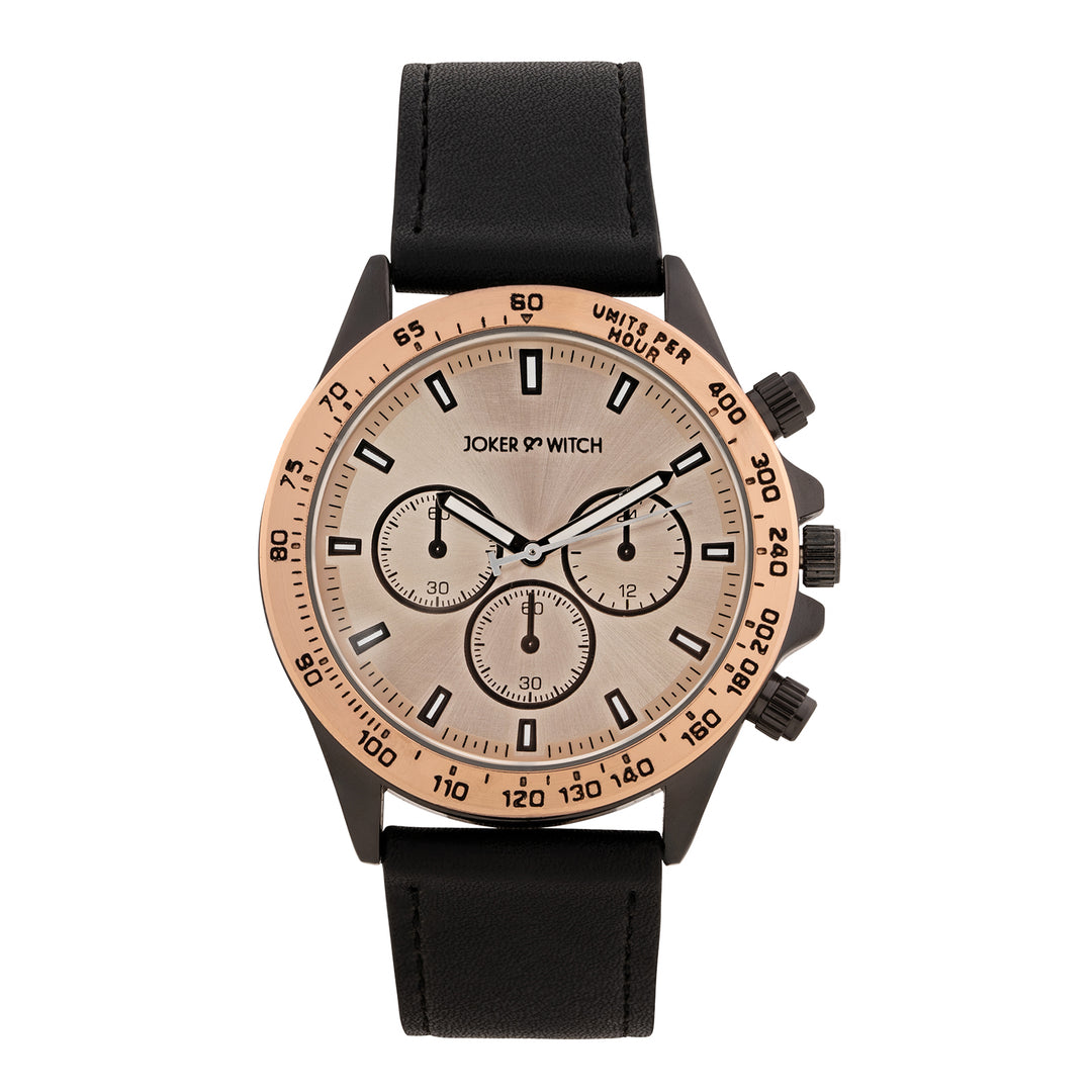 Apex Rose Gold Large Dial Black Silicone Strap Men's Watch
