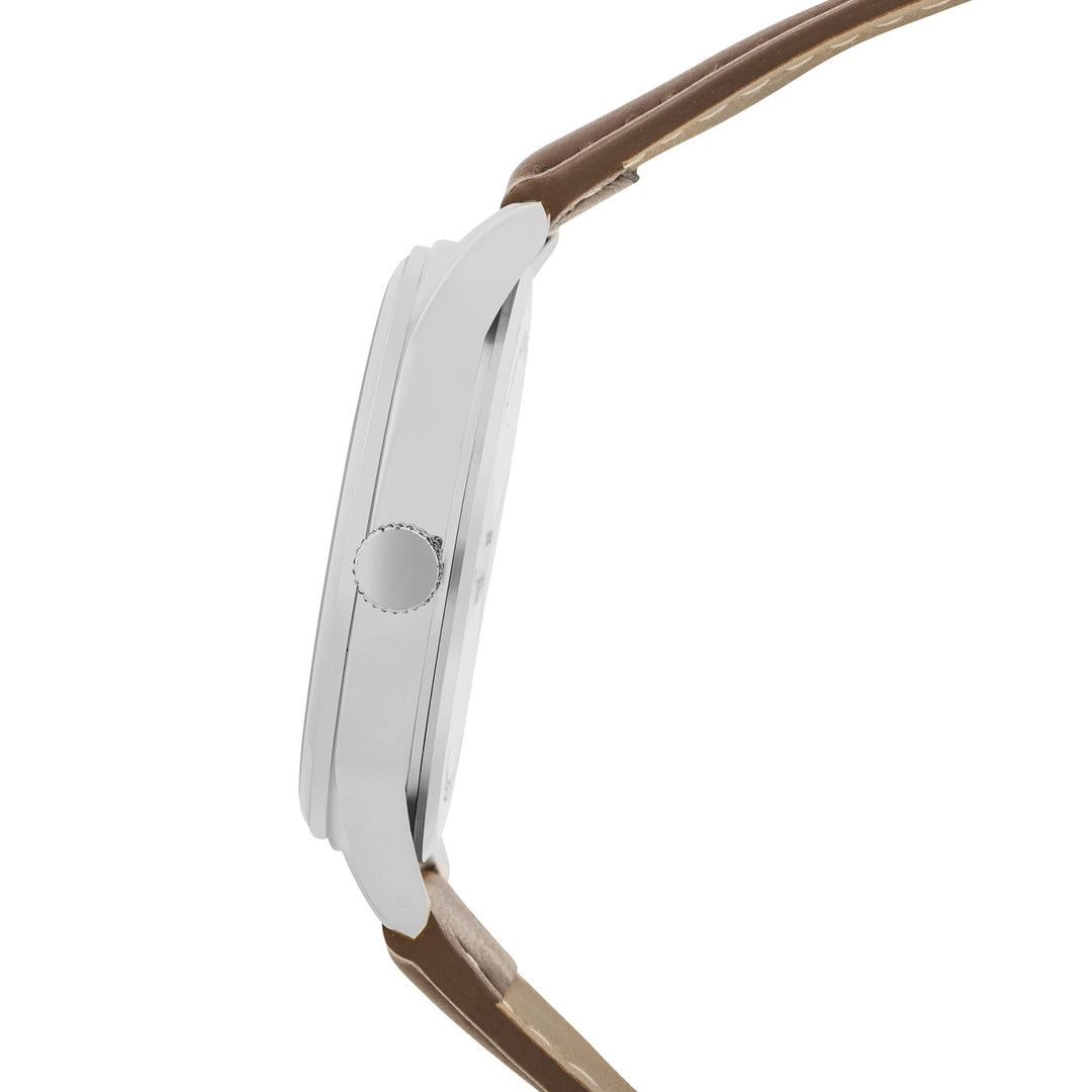 Checkered Green XLarge Dial Brown PU Strap Men's Watch