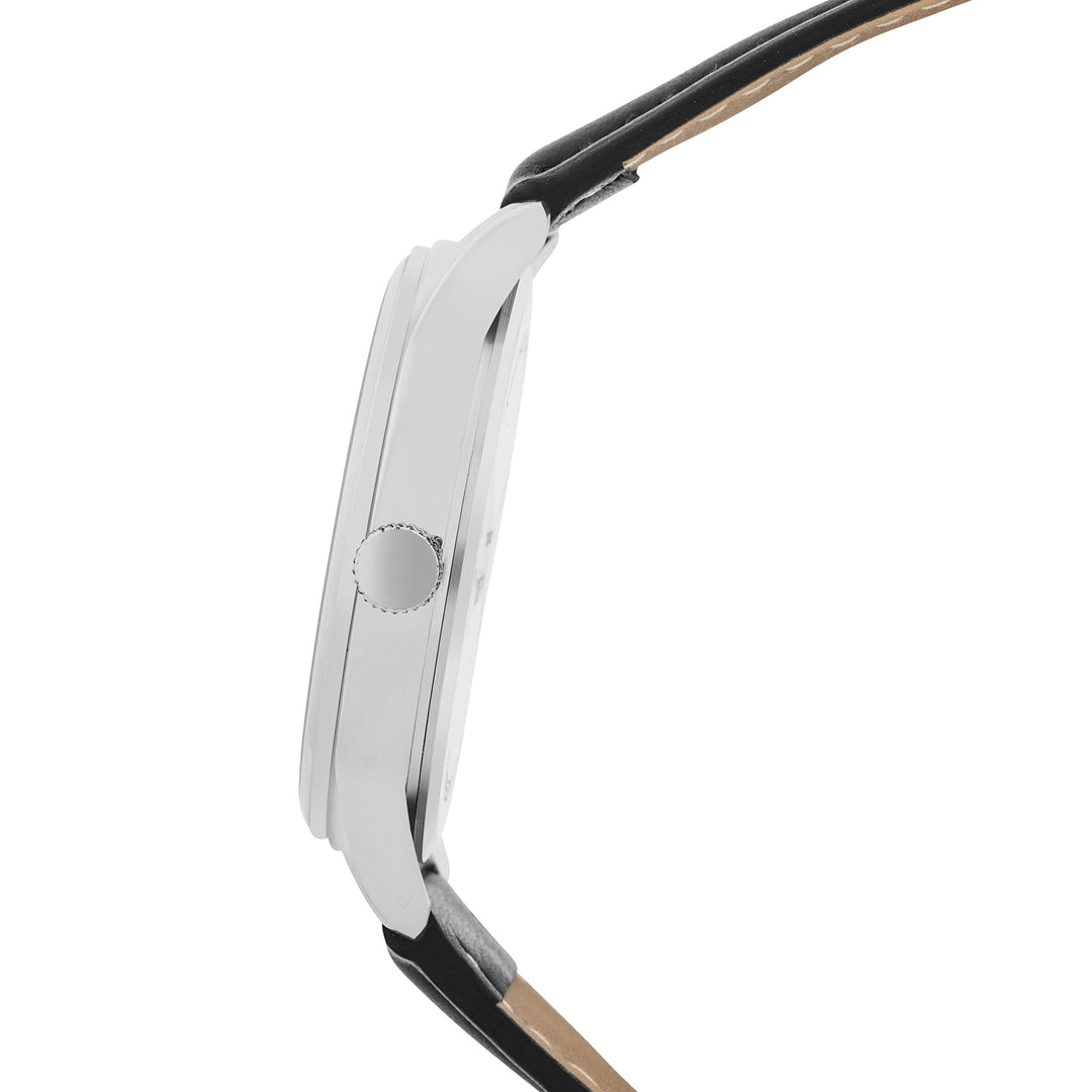 Checkered Blue Large Dial Black PU Strap Men's Watch