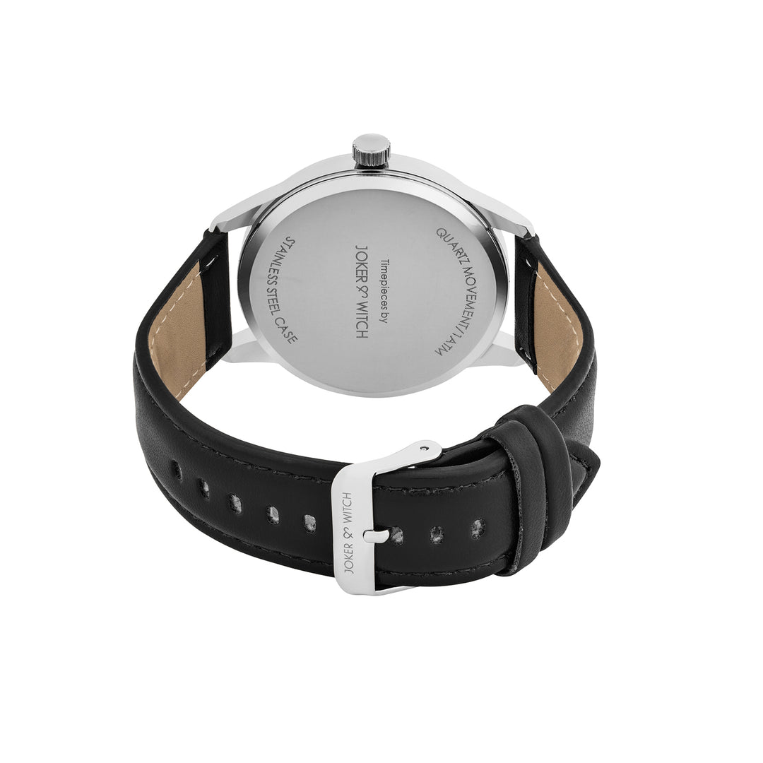 Checkered Blue Large Dial Black PU Strap Men's Watch