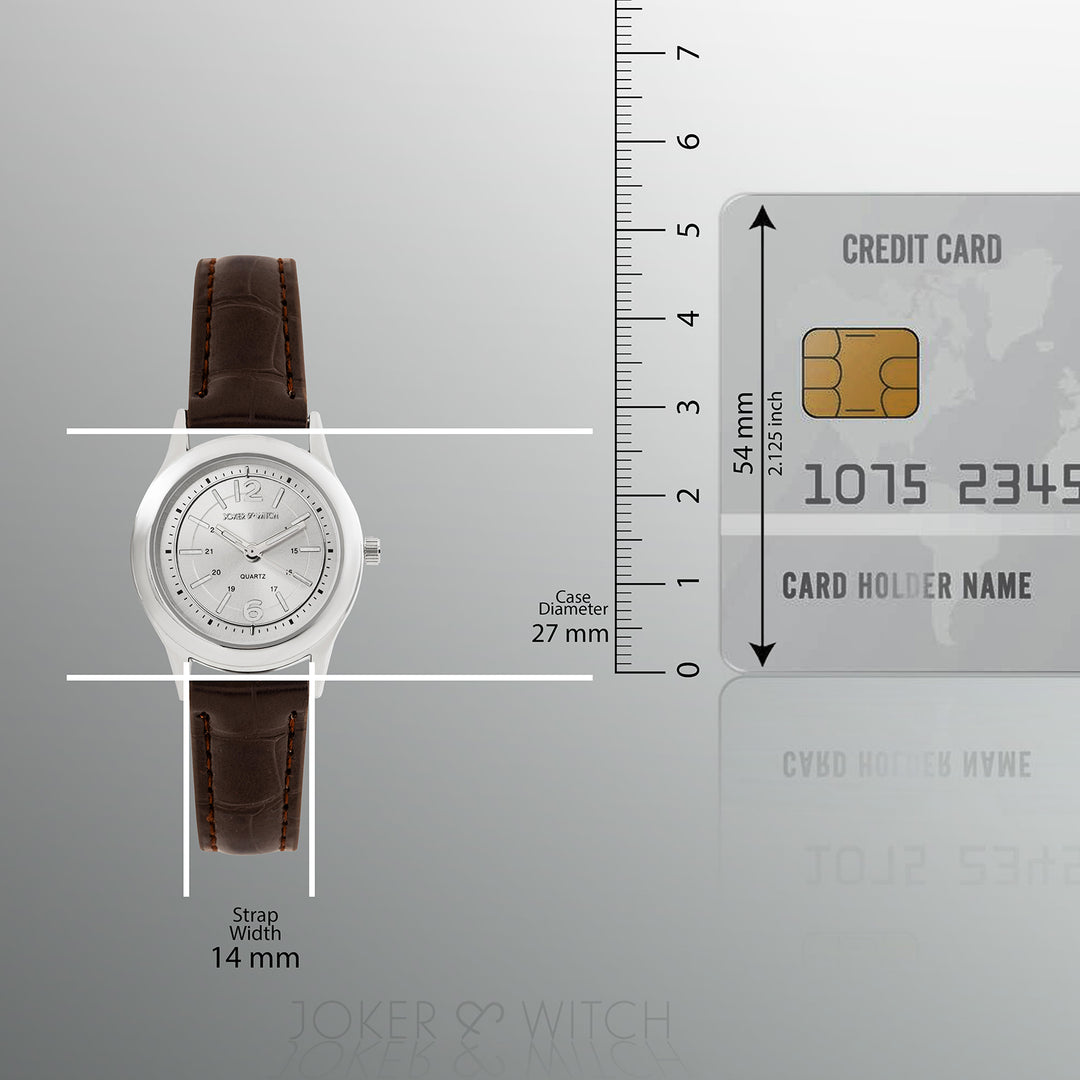 Falconer Silver Mini Dial Brown PU Strap Women's Watch