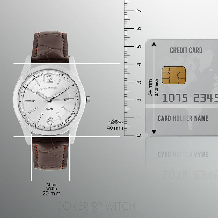 Falconer Silver Large Dial Brown PU Strap Men's Watch