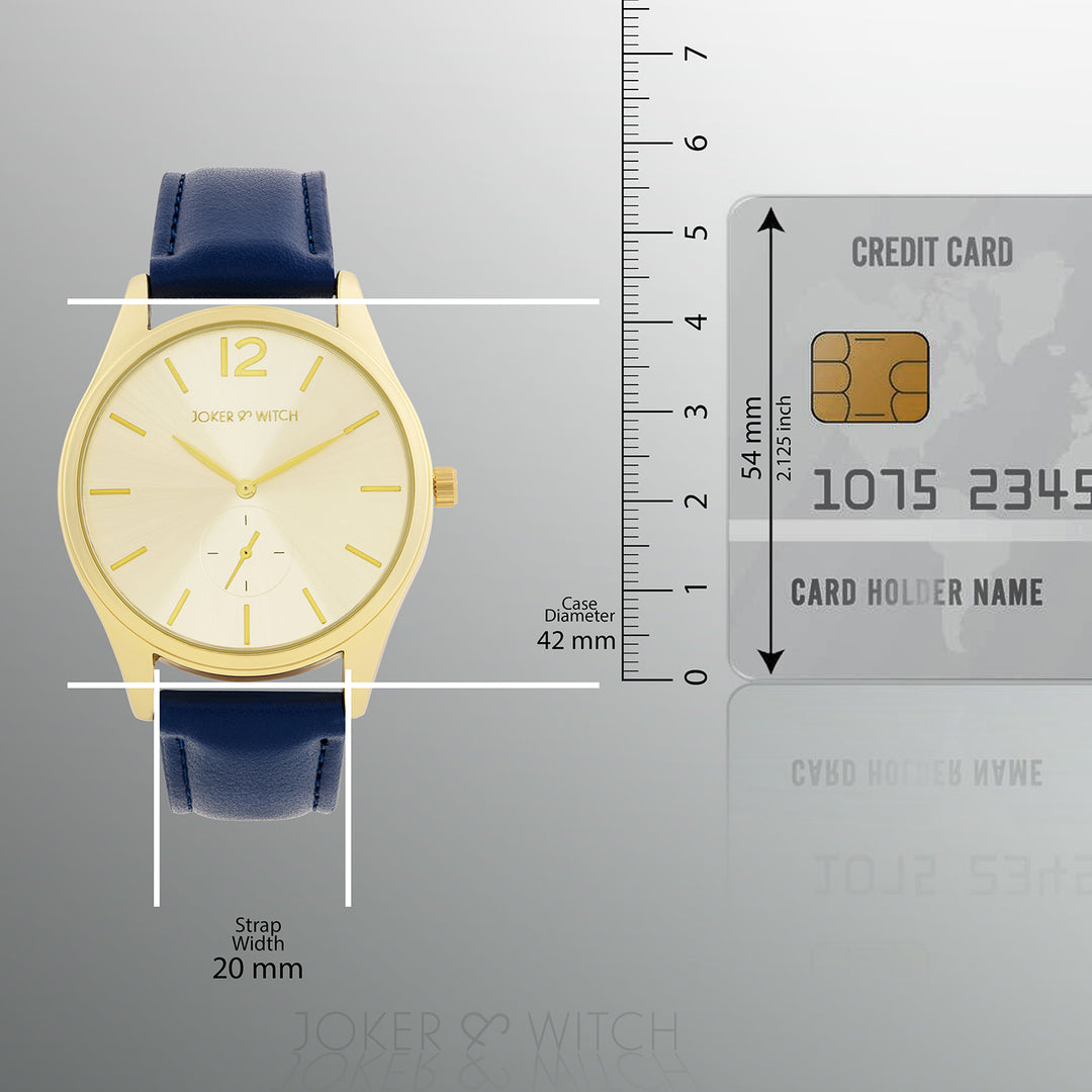 Steadfast Gold Large Dial Blue PU Strap Men's Watch