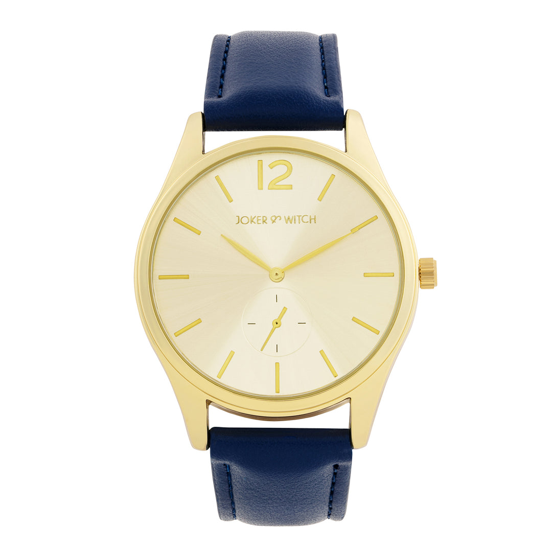 Steadfast Gold Large Dial Blue PU Strap Men's Watch
