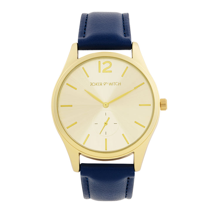 Steadfast Gold Large Dial Blue PU Strap Men's Watch