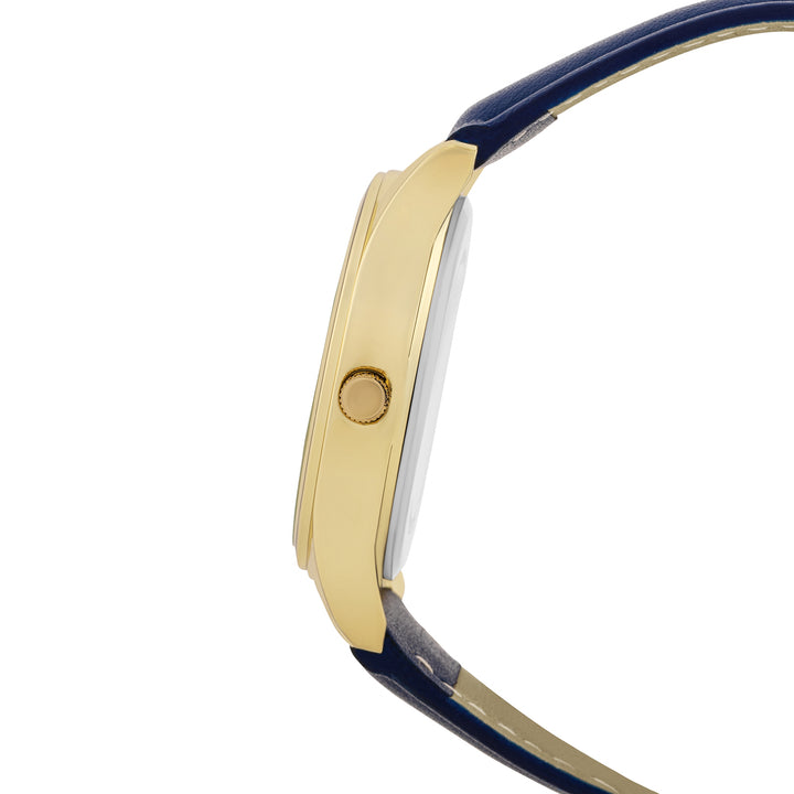 Steadfast Gold Large Dial Blue PU Strap Men's Watch