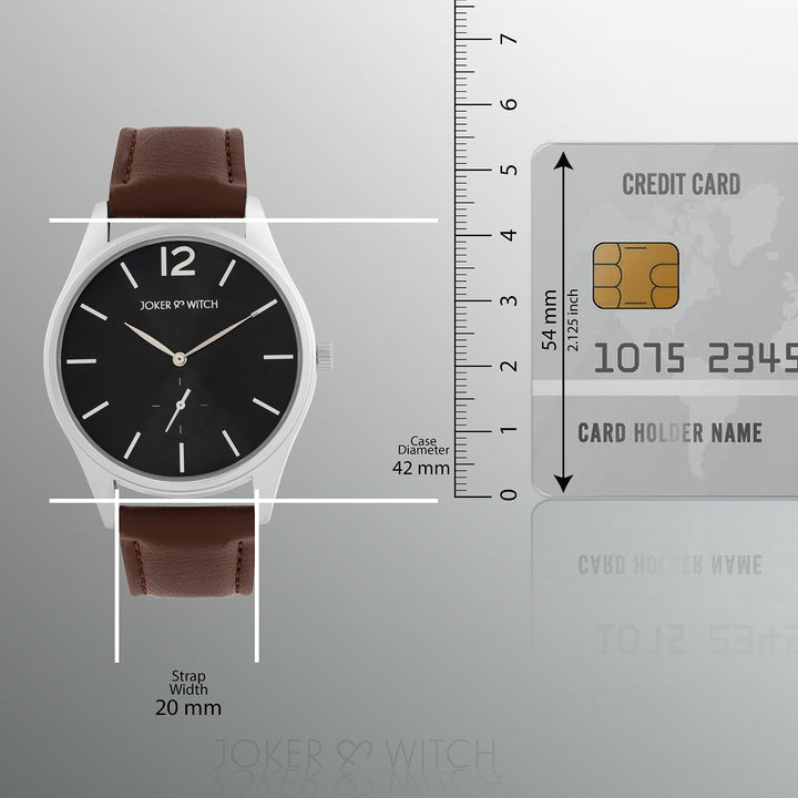 Steadfast Black Large Dial Brown PU Strap Men's Watch