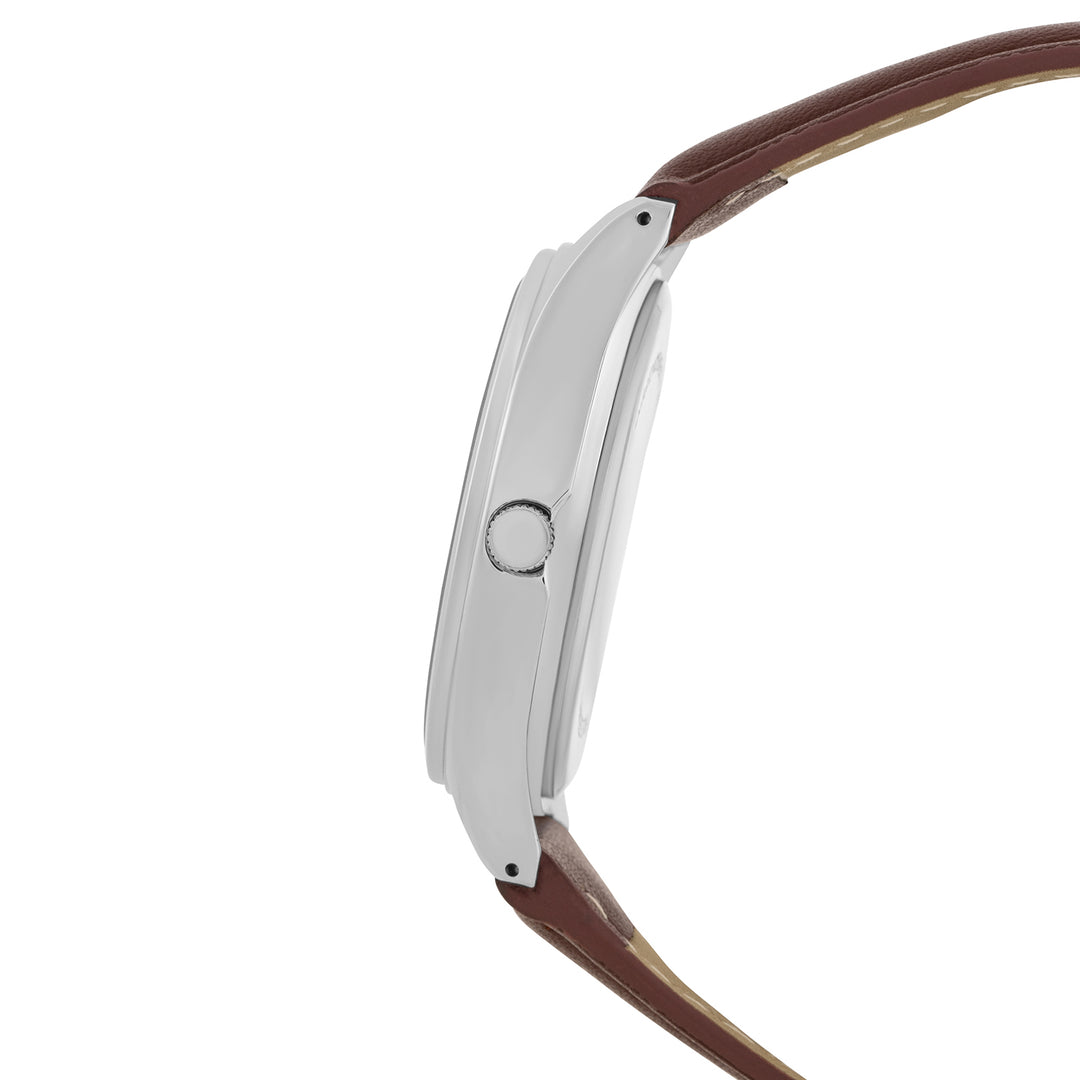 Steadfast Black Large Dial Brown PU Strap Men's Watch