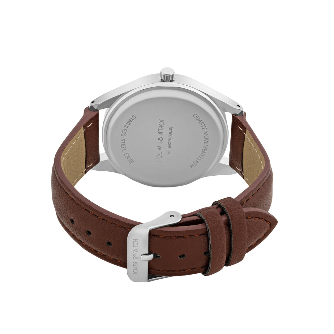 Steadfast Black Large Dial Brown PU Strap Men's Watch