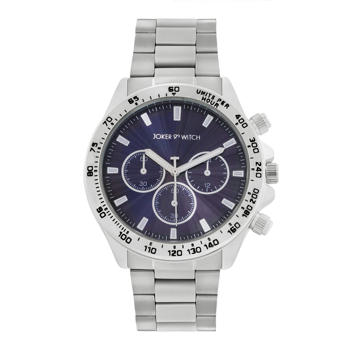 Jackson Blue Large Dial Silver Linked Chain Strap Men's Watch