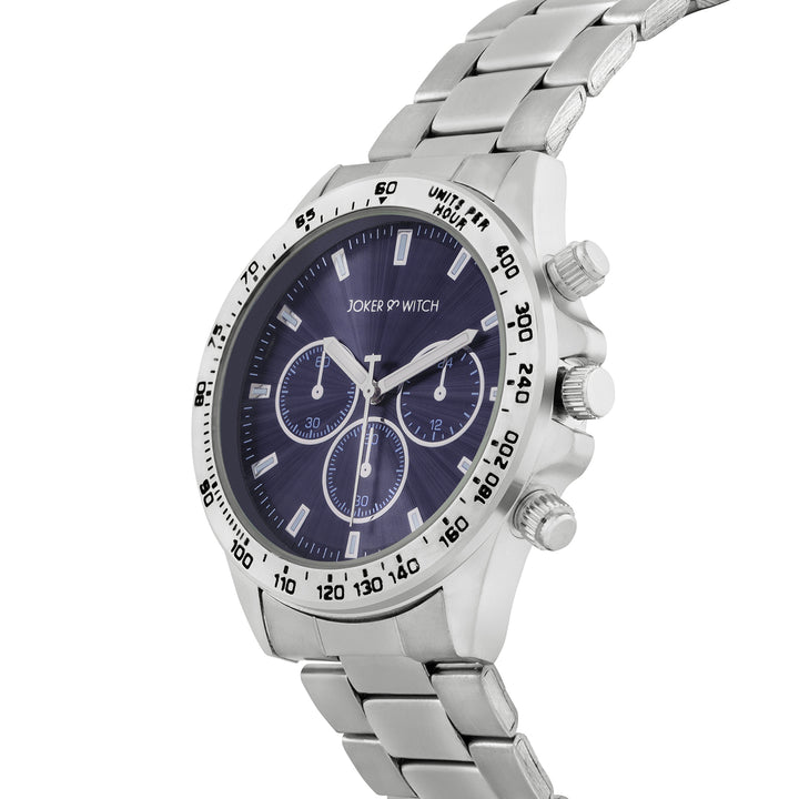 Jackson Blue Large Dial Silver Linked Chain Strap Men's Watch