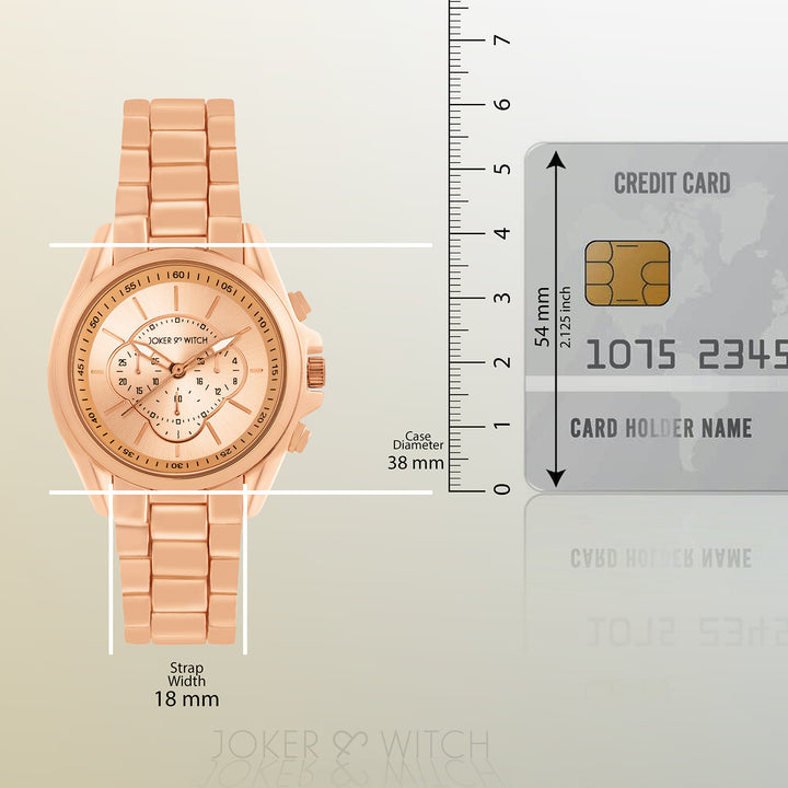 Stellar Rose Gold Large Dial Linked Chain Strap Women's Watch