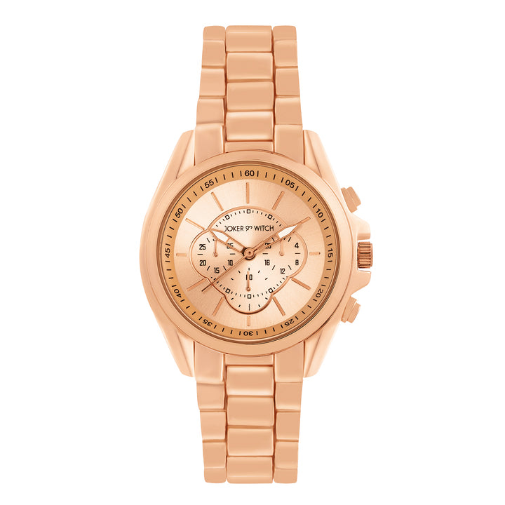 Stellar Rose Gold Large Dial Linked Chain Strap Women's Watch