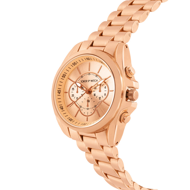 Stellar Rose Gold Large Dial Linked Chain Strap Women's Watch