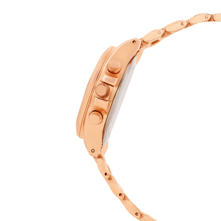 Stellar Rose Gold Large Dial Linked Chain Strap Women's Watch